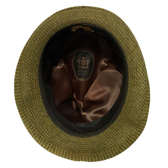 Vintage Green Wool Tyrolean Fedora Hat Sz 7 Feather Pin Braided Rope Accent - Picture 7 of 9